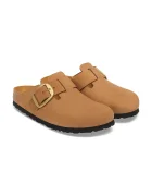 Birkenstock чехли сабо дамски от набук Boston Big Buckle Nubuck Leather кафяви 1032949