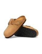 Birkenstock чехли сабо дамски от набук Boston Big Buckle Nubuck Leather кафяви 1032949