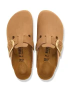 Birkenstock чехли сабо дамски от набук Boston Big Buckle Nubuck Leather кафяви 1032949