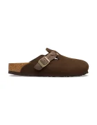 Birkenstock чехли сабо дамски от велур Boston Braided кафяви 1031716