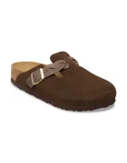 Birkenstock чехли сабо дамски от велур Boston Braided кафяви 1031716