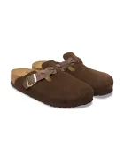 Birkenstock чехли сабо дамски от велур Boston Braided кафяви 1031716
