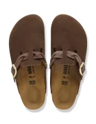 Birkenstock чехли сабо дамски от велур Boston Braided кафяви 1031716