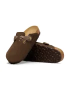 Birkenstock чехли сабо дамски от велур Boston Braided кафяви 1031716