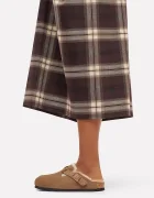 Birkenstock чехли сабо дамски от велур Boston Shearling Suede Leather кафяви 1032432