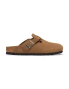 Birkenstock чехли сабо дамски от велур Boston Suede Leather кафяви 1032795