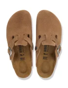 Birkenstock чехли сабо дамски от велур Boston Suede Leather кафяви 1032795