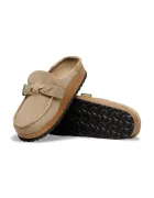 Birkenstock чехли сабо дамски от велур Buckley бежови 1031455