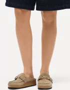 Birkenstock чехли сабо дамски от велур Buckley бежови 1031455