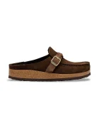Birkenstock чехли сабо дамски от велур Buckley кафяви 1031435