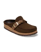 Birkenstock чехли сабо дамски от велур Buckley кафяви 1031435