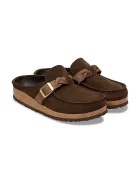 Birkenstock чехли сабо дамски от велур Buckley кафяви 1031435