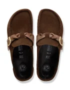 Birkenstock чехли сабо дамски от велур Buckley кафяви 1031435