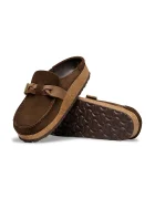Birkenstock чехли сабо дамски от велур Buckley кафяви 1031435