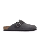 Birkenstock чехли сабо мъжки от велур Boston Mixed Leather сиви 1032471