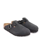 Birkenstock чехли сабо мъжки от велур Boston Mixed Leather сиви 1032471