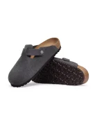 Birkenstock чехли сабо мъжки от велур Boston Mixed Leather сиви 1032471