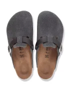 Birkenstock чехли сабо мъжки от велур Boston Mixed Leather сиви 1032471