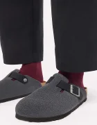 Birkenstock чехли сабо мъжки от велур Boston Mixed Leather сиви 1032471