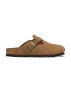 Birkenstock чехли сабо от велур Boston Suede Leather кафяви 1032813