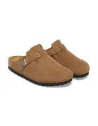 Birkenstock чехли сабо от велур Boston Suede Leather кафяви 1032813