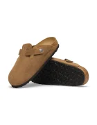 Birkenstock чехли сабо от велур Boston Suede Leather кафяви 1032813