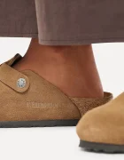 Birkenstock чехли сабо от велур Boston Suede Leather кафяви 1032813