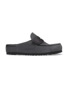 Birkenstock чехли сабо от велур Naples Wrapped double stitch Mixed Leather сиви 1032417