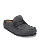 Birkenstock чехли сабо от велур Naples Wrapped double stitch Mixed Leather сиви 1032417