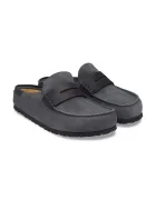 Birkenstock чехли сабо от велур Naples Wrapped double stitch Mixed Leather сиви 1032417