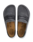 Birkenstock чехли сабо от велур Naples Wrapped double stitch Mixed Leather сиви 1032417
