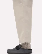 Birkenstock чехли сабо от велур Naples Wrapped double stitch Mixed Leather сиви 1032417