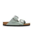 Birkenstock дамски кожени чехли с равна подметка Arizona Big Buckle зелени 1031871