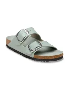 Birkenstock дамски кожени чехли с равна подметка Arizona Big Buckle зелени 1031871