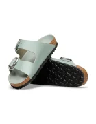Birkenstock дамски кожени чехли с равна подметка Arizona Big Buckle зелени 1031871