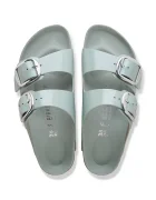 Birkenstock дамски кожени чехли с равна подметка Arizona Big Buckle зелени 1031871