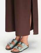 Birkenstock дамски кожени чехли с равна подметка Arizona Big Buckle зелени 1031871
