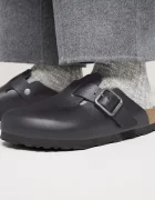Birkenstock Кожени чехли Boston Vintage Wood Wire Buckle мъжки в черно 1030691