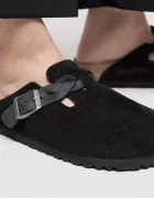 Birkenstock Велурени чехли Boston Braided в черно 1030497