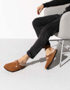 Birkenstock Велурени чехли в кафяво