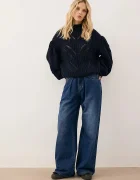 BIZUU дънки wide leg дамски LEYLA тъмносини GRANATOWY