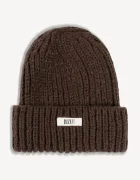BIZUU шапка beanie дамска от вълнена материя BALBI кафява BALBI BRĄZOWY