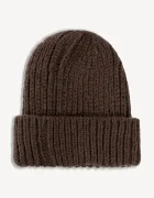 BIZUU шапка beanie дамска от вълнена материя BALBI кафява BALBI BRĄZOWY