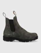 BLUNDSTONE Велурени боти челси 1630 в сиво с равна подметка