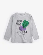 Bobo Choses Детска блуза с дълги ръкави Rapid Radish в сиво с принт B126AC001