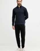 BOSS домашен суичър мъжки с памук Structure 1/4 Zip тъмносин 50545597