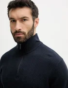 BOSS домашен суичър мъжки с памук Structure 1/4 Zip тъмносин 50545597