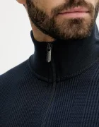 BOSS домашен суичър мъжки с памук Structure 1/4 Zip тъмносин 50545597