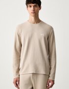 BOSS домашна блуза с дълги ръкави мъжка с памук Waffle LS-Shirt бежова 50535870