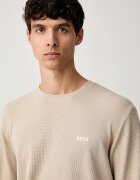 BOSS домашна блуза с дълги ръкави мъжка с памук Waffle LS-Shirt бежова 50535870